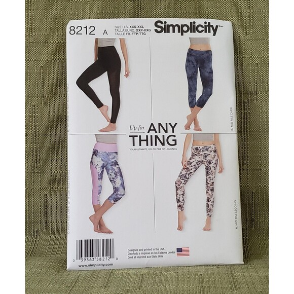 Up For Any Thing Misses Knit Leggings Sewing Pattern Simplicity 8212, XXS - XXL - Picture 1 of 5